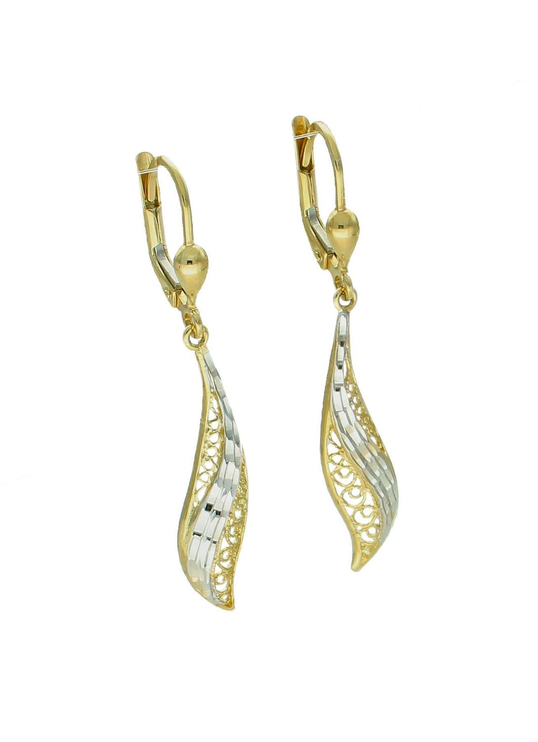 Kolczyki złote ażur z białym złotem próba 375, KL 4625 375.jpg